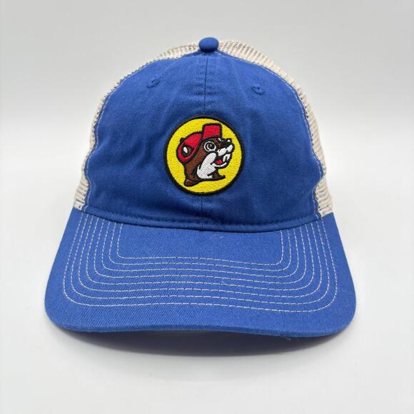 Buc-Ees Blue Embroidered Mesh Trucker Snapback Cap - Picture 1 of 5
